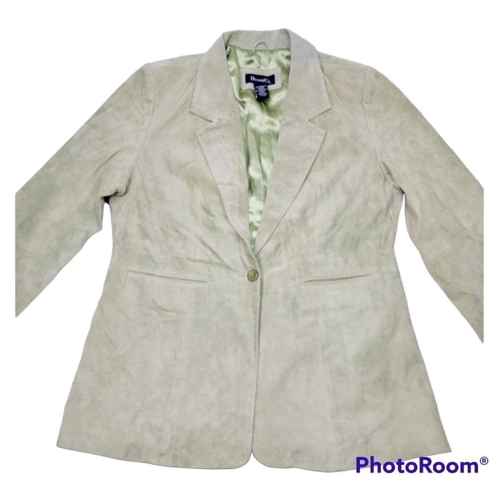 * Blazer womens large 100% leather with silky liner lapel collar pockets